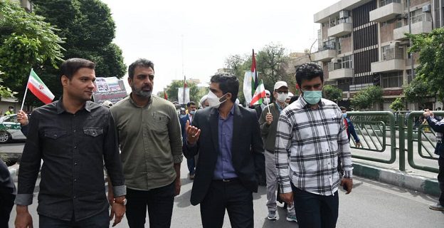 برگزاری پردیس فرهنگی شهرداری منطقه ۱۴ در راهپیمایی روز قدس